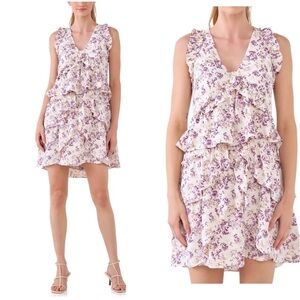 BOGO! Endless Rose Floral Tiered Ruffle Mini Dress Large